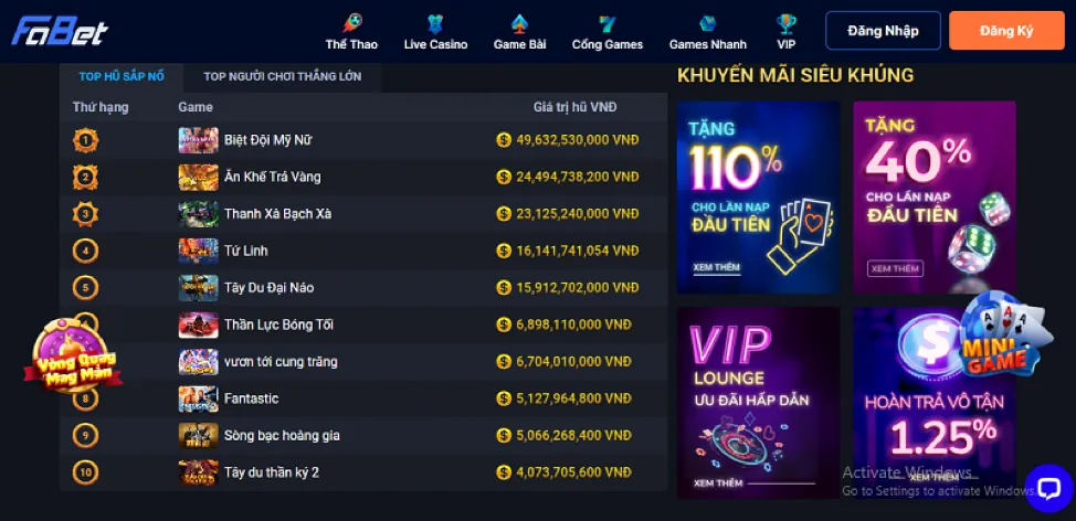 Ưu đãi game Viebet